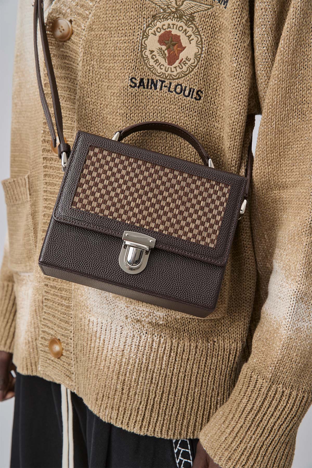 PAGNE TISSÉ LEATHER BAG