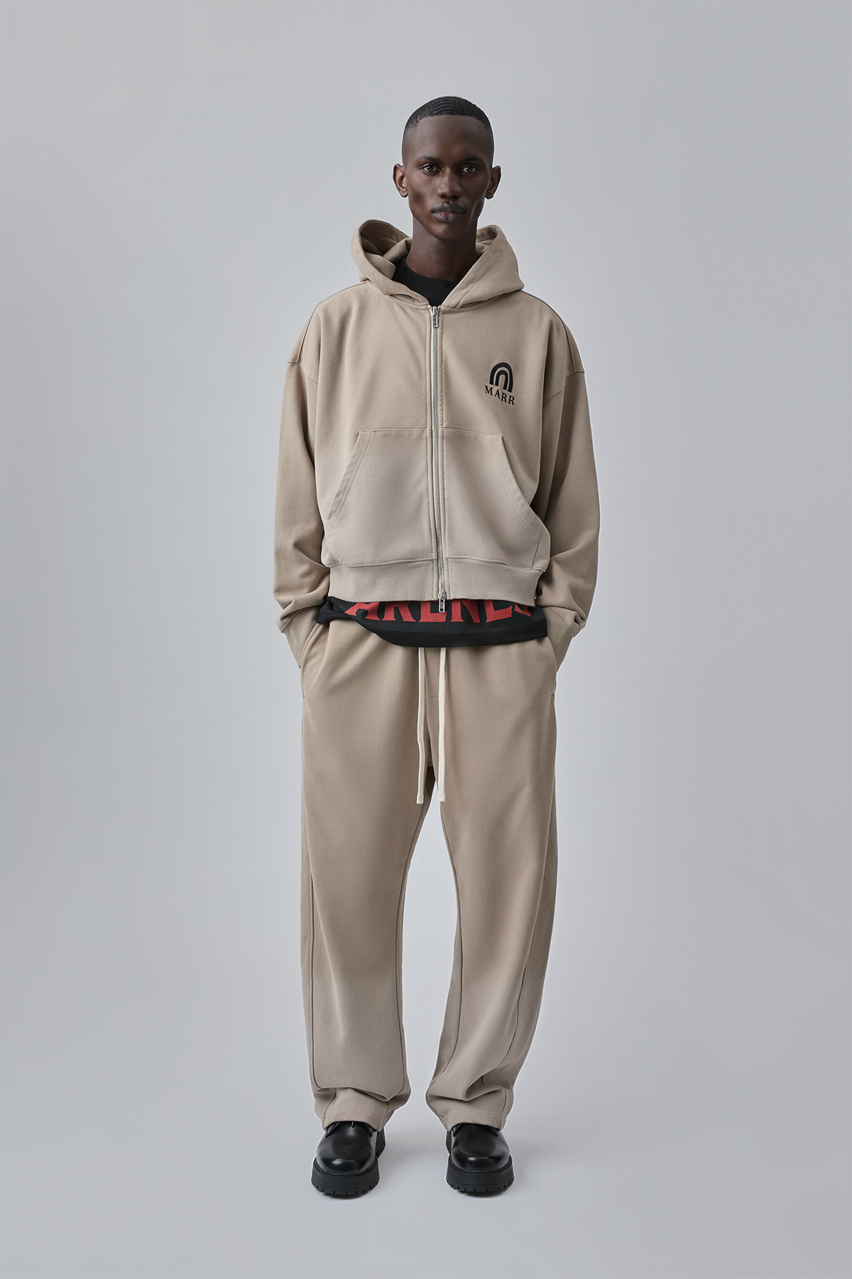 ZIPPER GRADED WASHED HOODIE