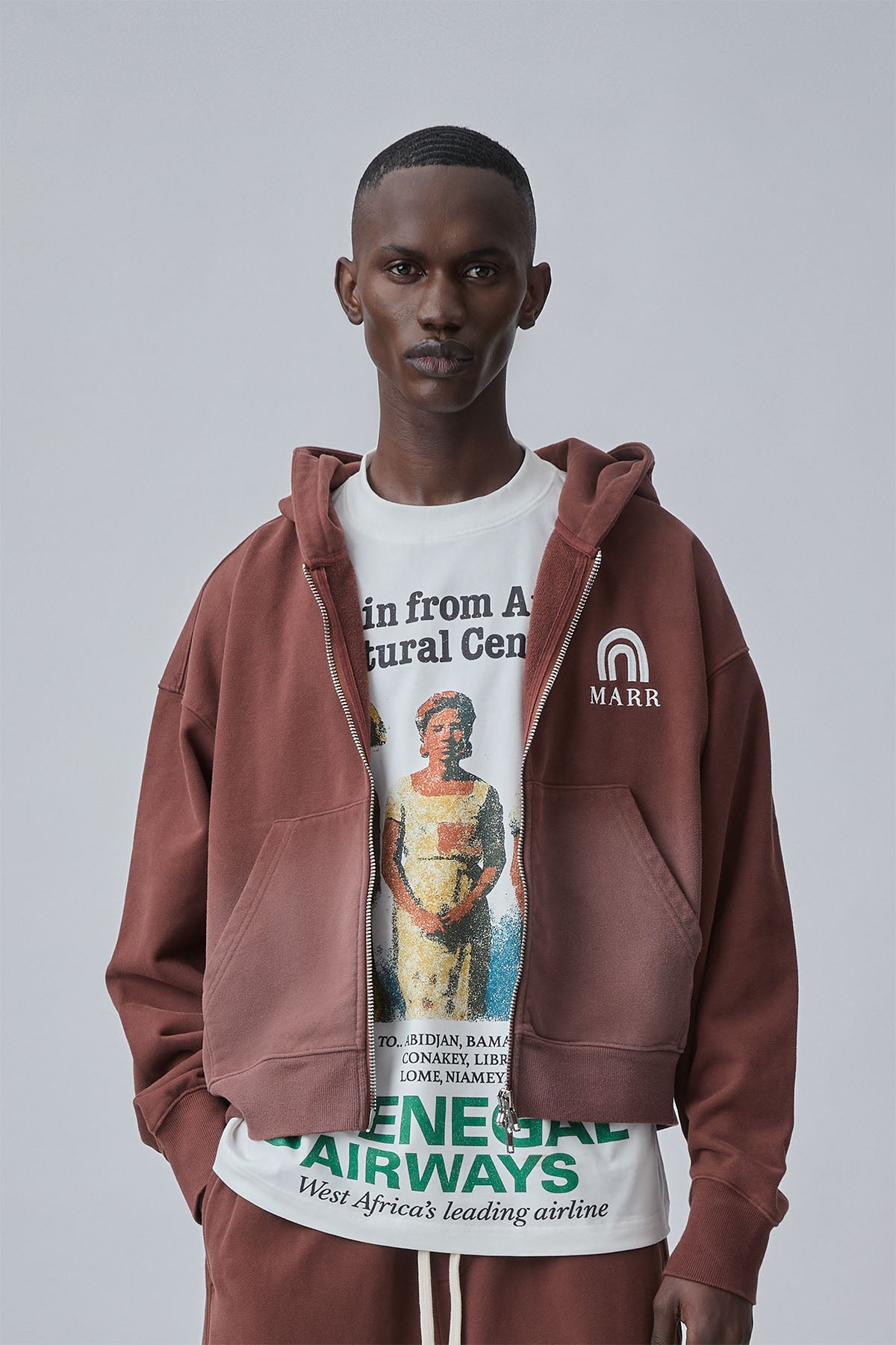 ZIPPER GRADED WASHED HOODIE