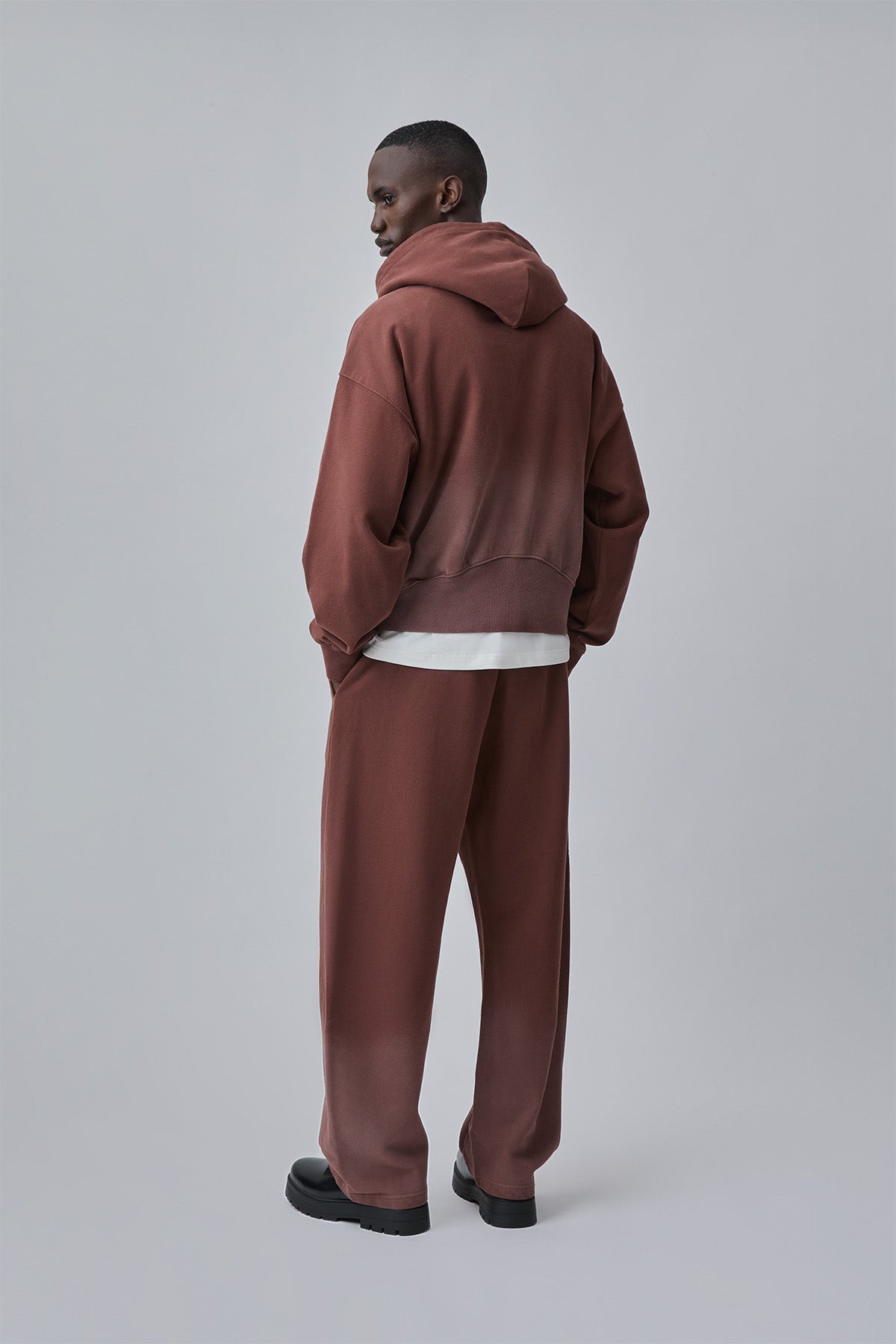 ZIPPER GRADED WASHED HOODIE