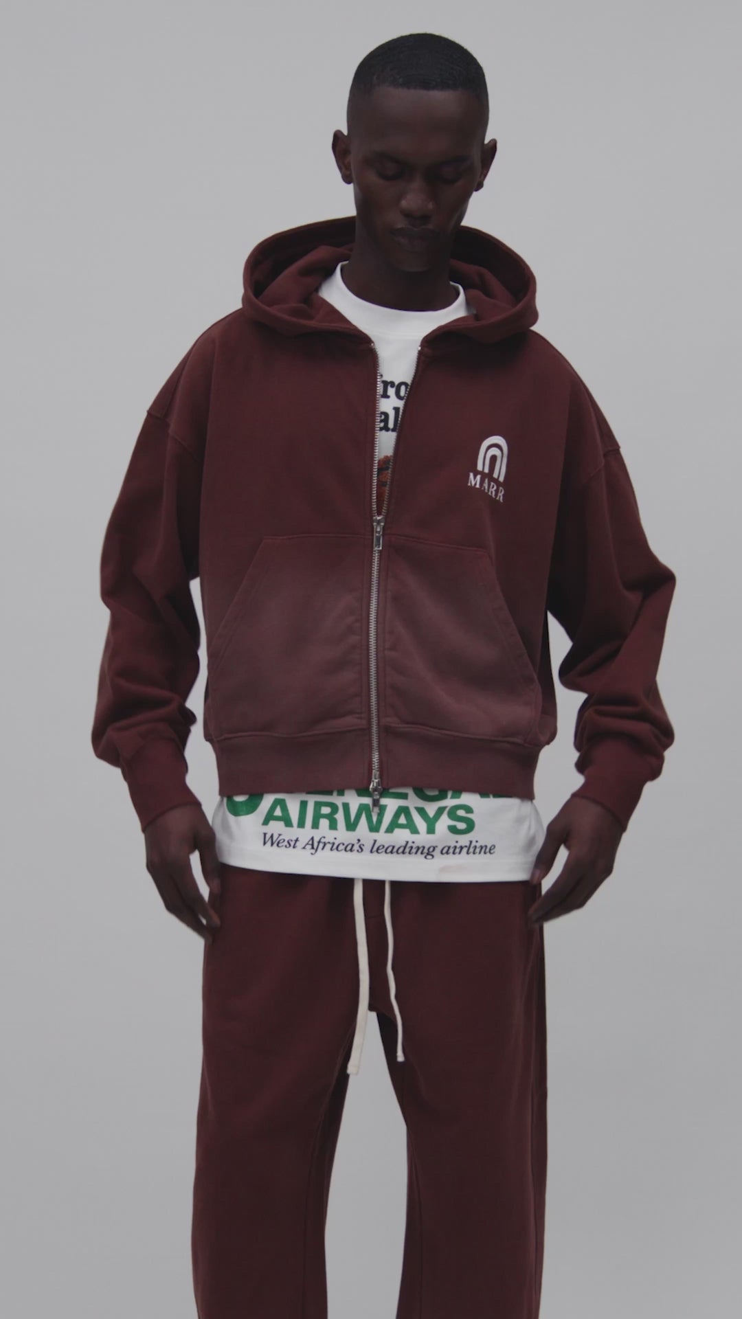 ZIPPER GRADED WASHED HOODIE